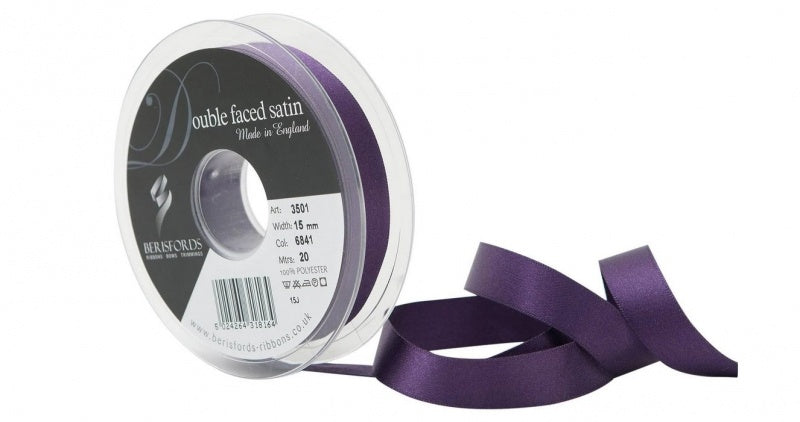 Double Faced Satin Ribbon - Various Widths & Colours - Priced per metre