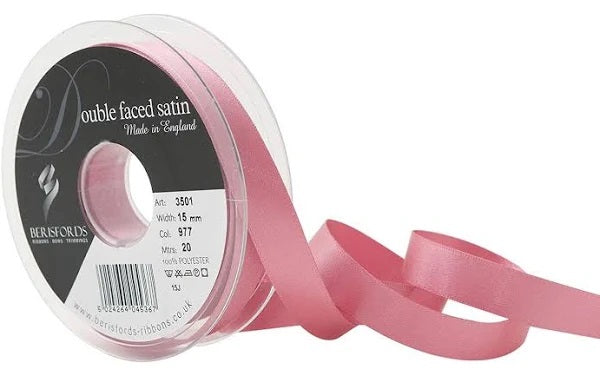 Double Faced Satin Ribbon - Various Widths & Colours - Priced per metre