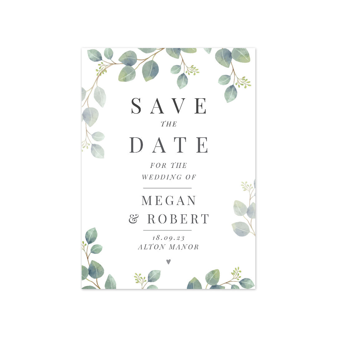 Personalised Botanical Wedding Save the Date Cards ~ Pack of 36