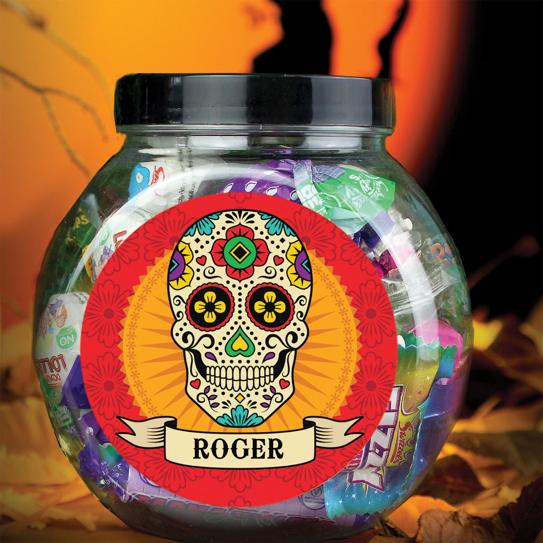 Personalised Skull Design Sweet Jar with Sweets
