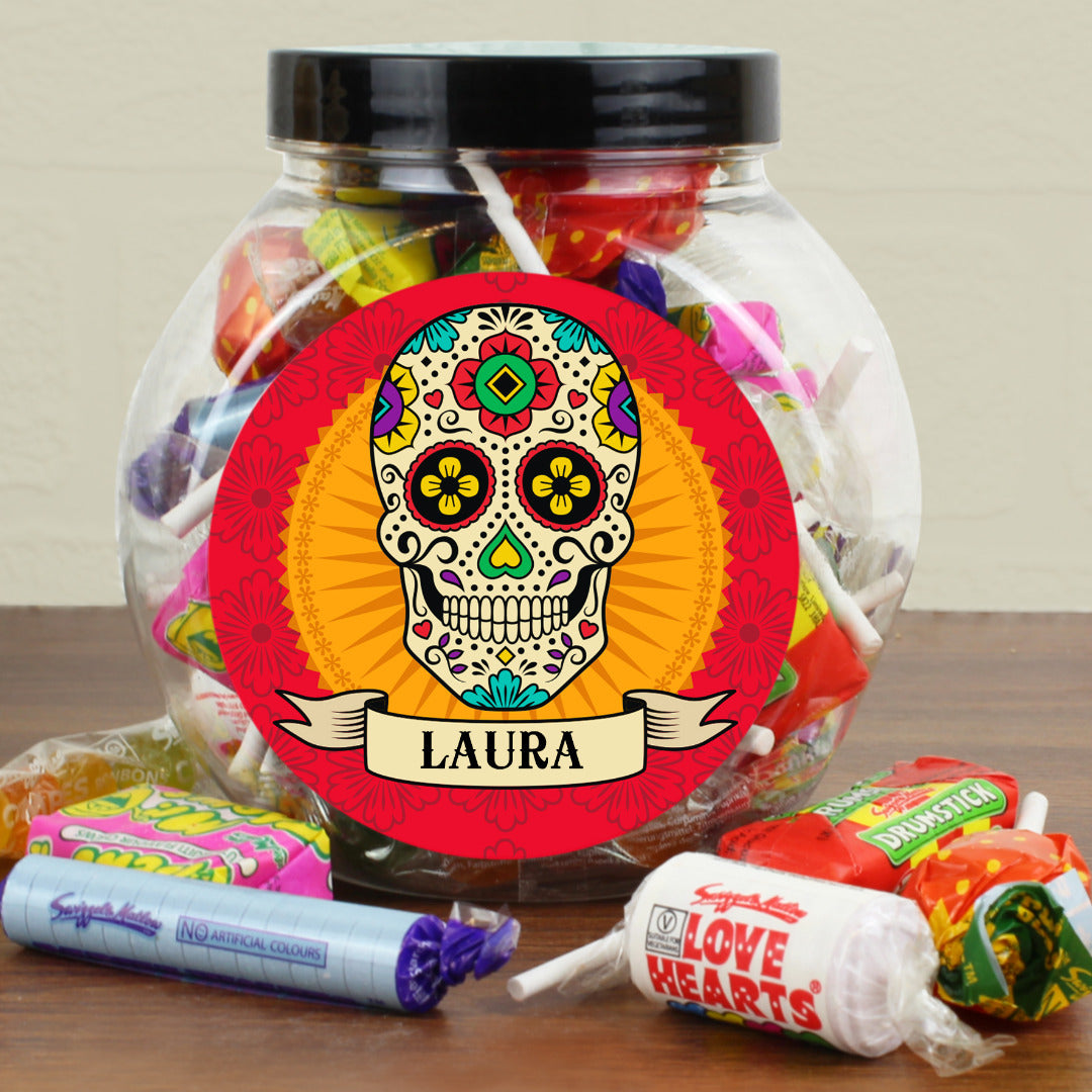 Personalised Skull Design Sweet Jar with Sweets