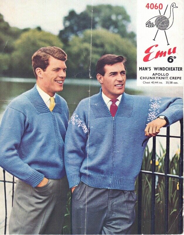 Vintage Emu Knitting Pattern 4060 - Man's Windcheater