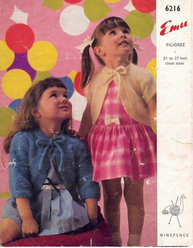 Vintage Emu Knitting Pattern 6216 - Bolero