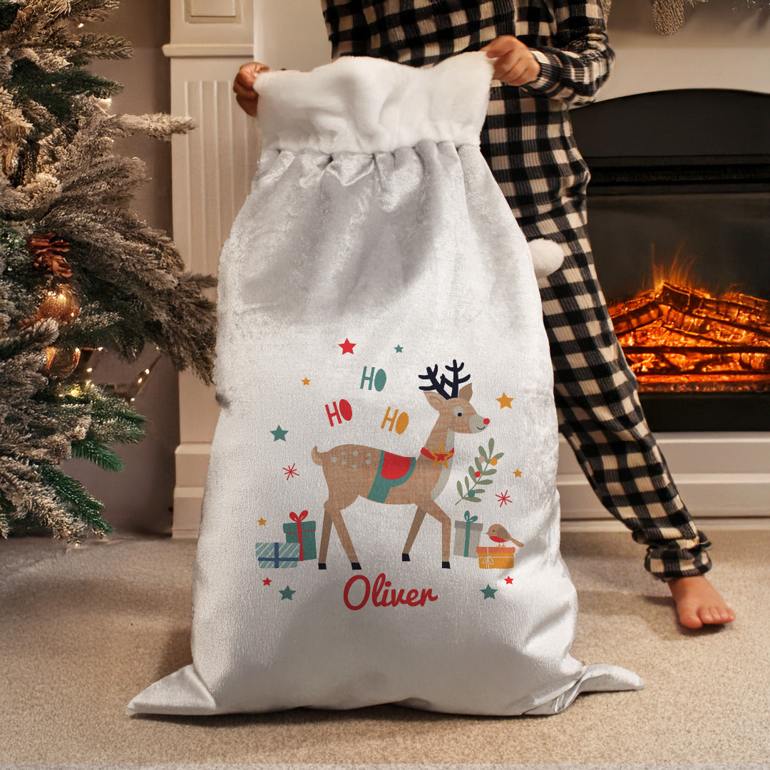 Personalised Reindeer Christmas Santa Sack
