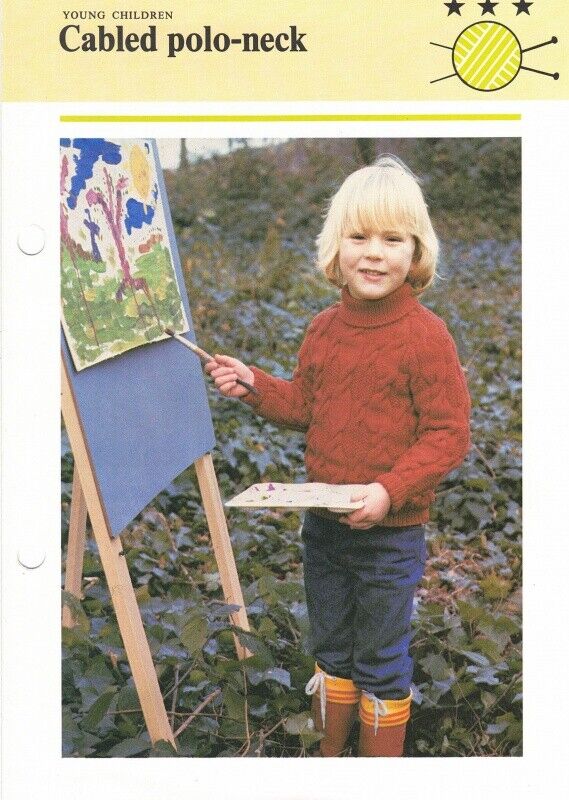 Vintage Hamlyn Knitting Pattern: Cabled Polo-Neck