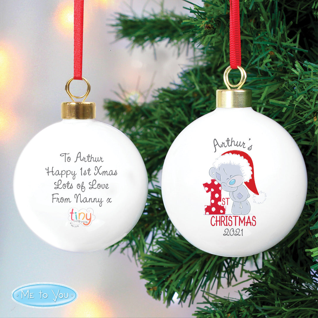 Personalised Tiny Tatty Teddy My 1st Christmas Bauble