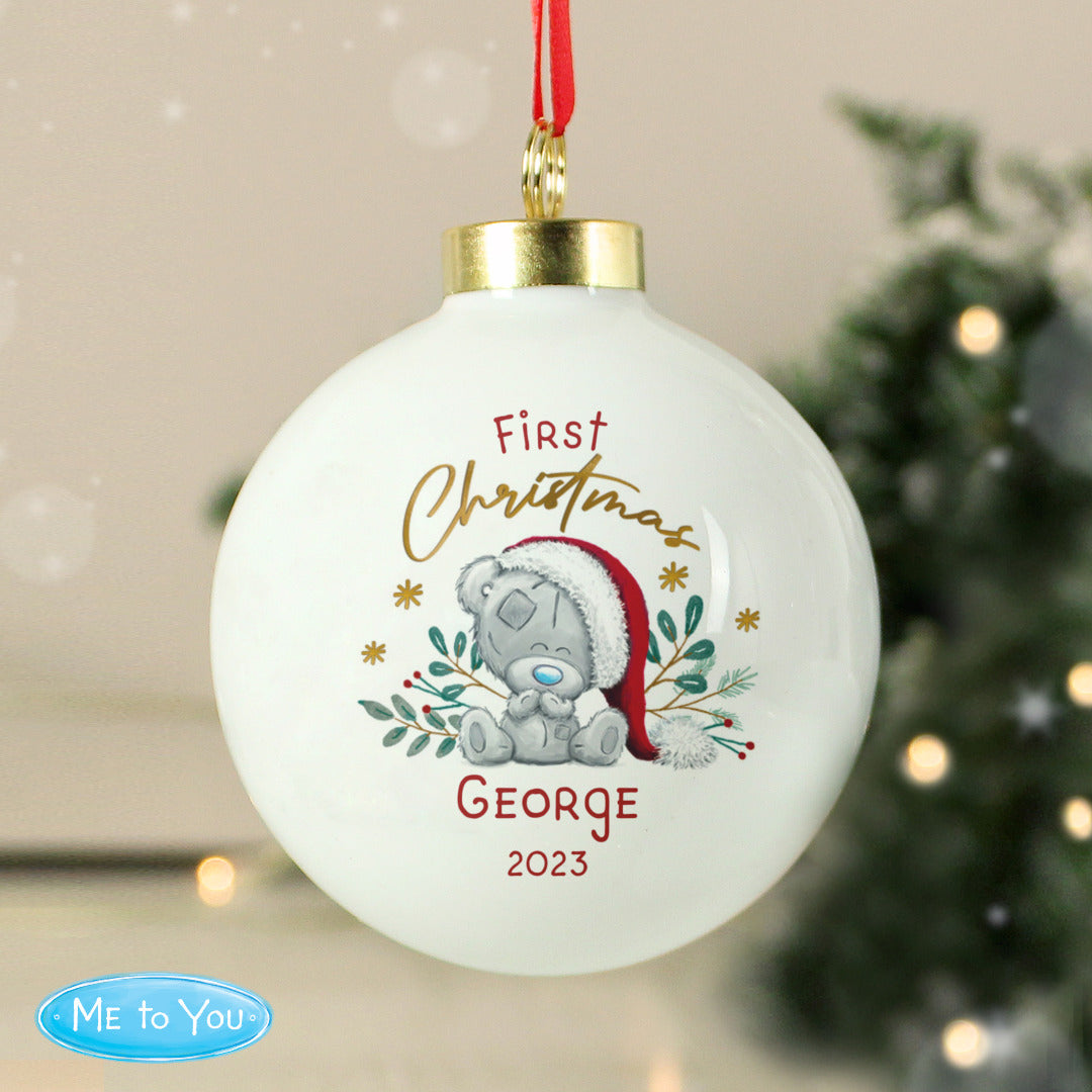 Personalised Tiny Tatty Teddy First Christmas Bauble