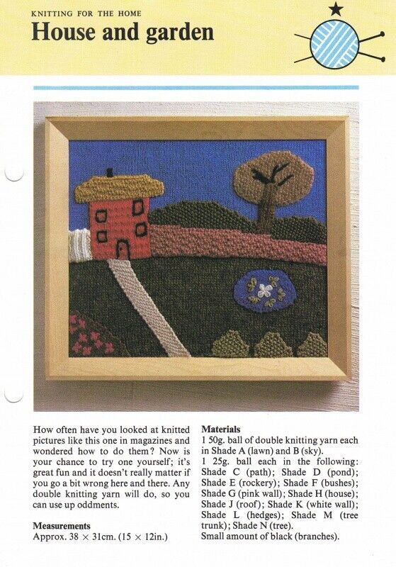 Vintage Hamlyn Knitting Pattern: House & Garden Knitted Picture