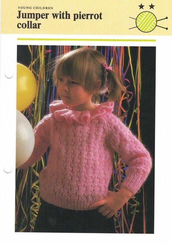 Vintage Hamlyn Knitting Pattern: Jumper With Pierot Collar