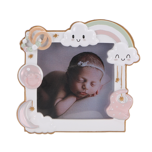 Baby Photo Frame / Hanging Ornament - Dusky Pink / Blue