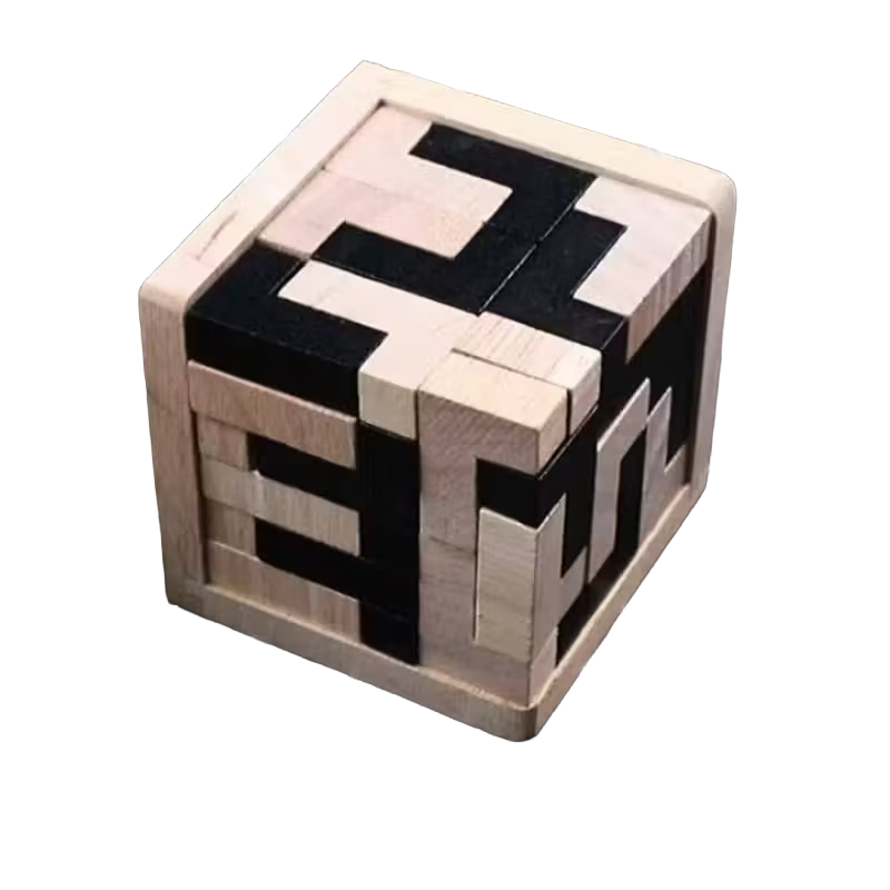 54pcs 3D Wooden Block Puzzle Brain Teaser