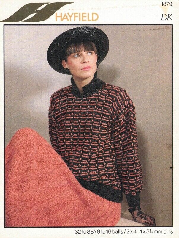 Vintage Hayfield Knitting Pattern No. 1879 - Ladies Sweater & Skirt Set