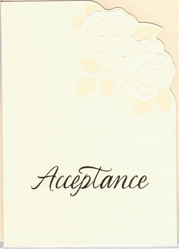 Ivory & Gold Rose Design Acceptance Card & Envelope