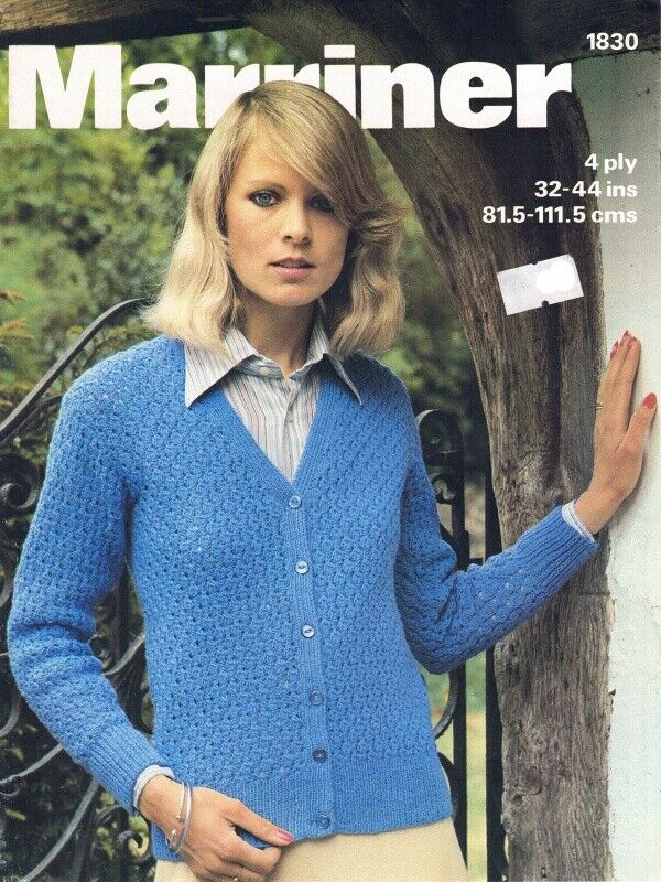 Vintage Marriner Knitting Pattern No 1830: Ladies Lacy Cardigan
