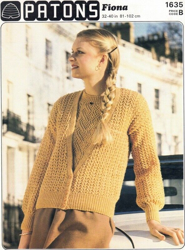 Vintage Patons Knitting Pattern 1635: Lady's Cardigan & Sleeveless Slipover