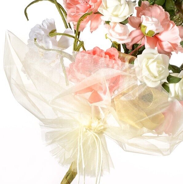 Creme Voile Flower Wrap