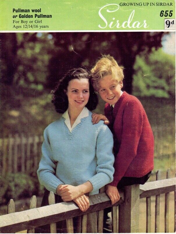 Vintage Sirdar Knitting Pattern 655: Boys & Girls Raglan Sweaters - Age 12-16