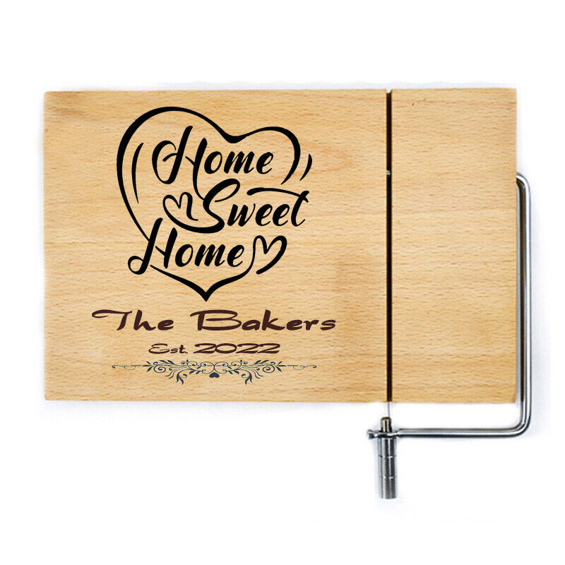 Personalised Rubberwood Cheese Board With Wire Slicer