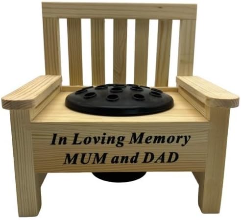 Mum & Dad Wooden Memorial Bench with Flower Insert Pot