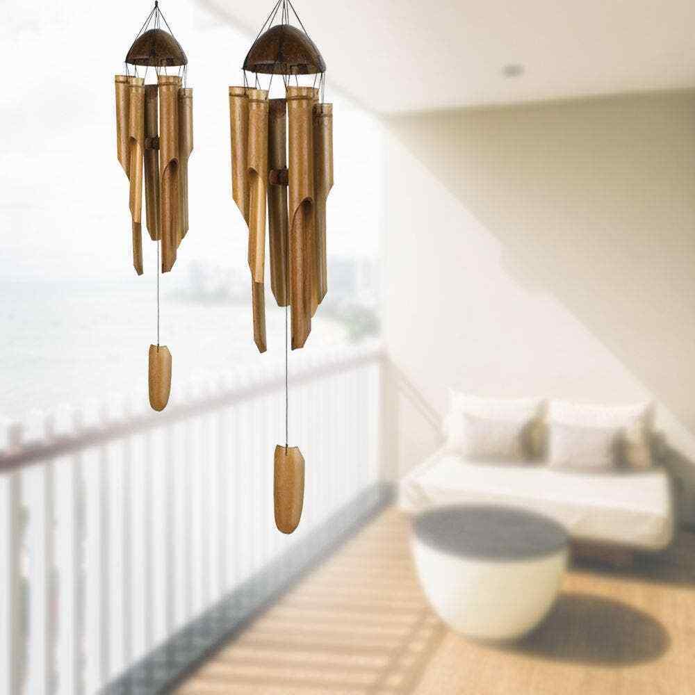 Vie Naturals Bamboo Wind Chimes, Set of 2 Medium 40cm and Small 30cm