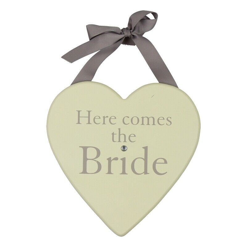 Amore Hanging Heart Plaque ~ 'Here comes the Bride'