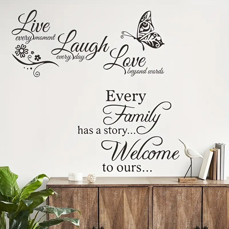 'Every Family ... & Live Laugh Love' 2 Pce Wall Decoration Decal Sticker Set