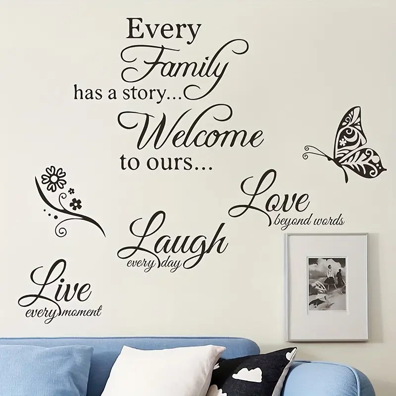 'Every Family ... & Live Laugh Love' 2 Pce Wall Decoration Decal Sticker Set