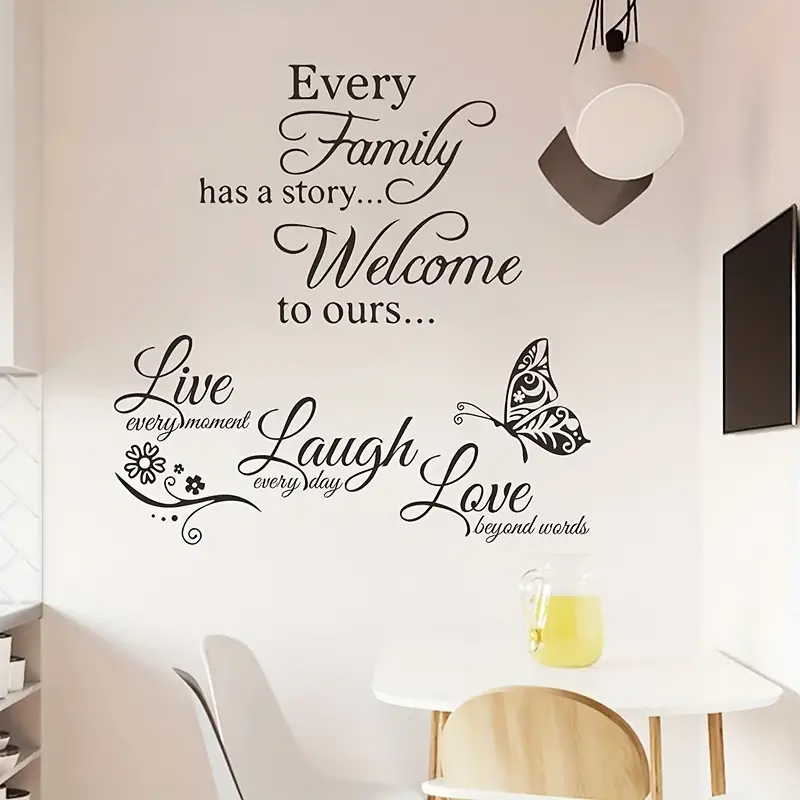 'Every Family ... & Live Laugh Love' 2 Pce Wall Decoration Decal Sticker Set