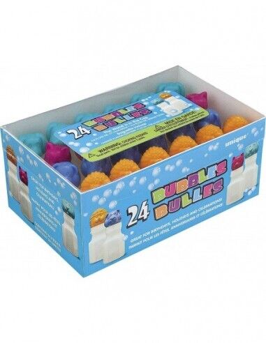 Pk 24 Plastic Mini Animal Head Bubble Bottles