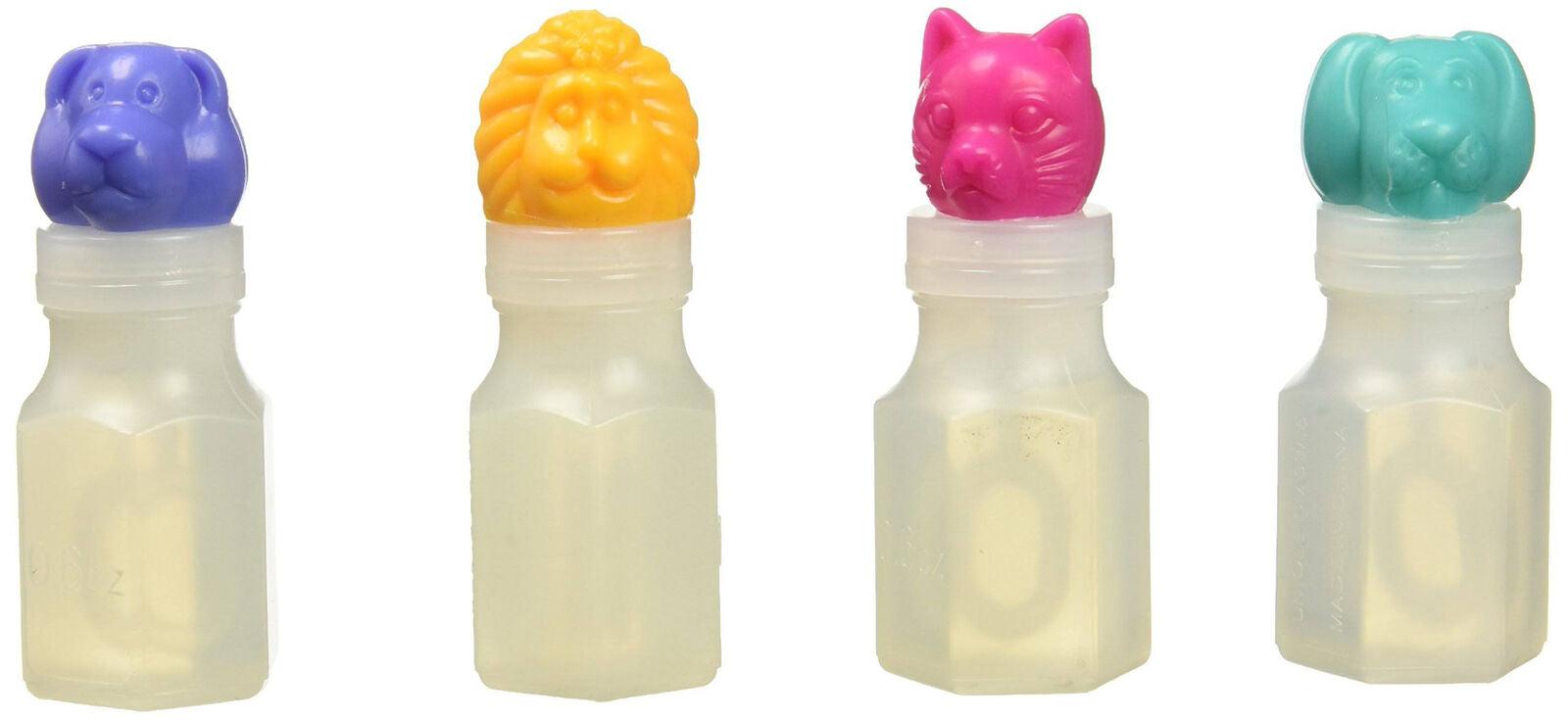 Pk 24 Plastic Mini Animal Head Bubble Bottles
