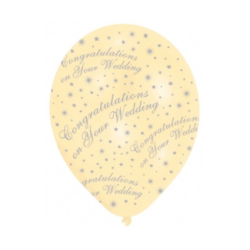 Pearl Ivory Congratulations On Your Wedding Balloons ~ Pack of 6