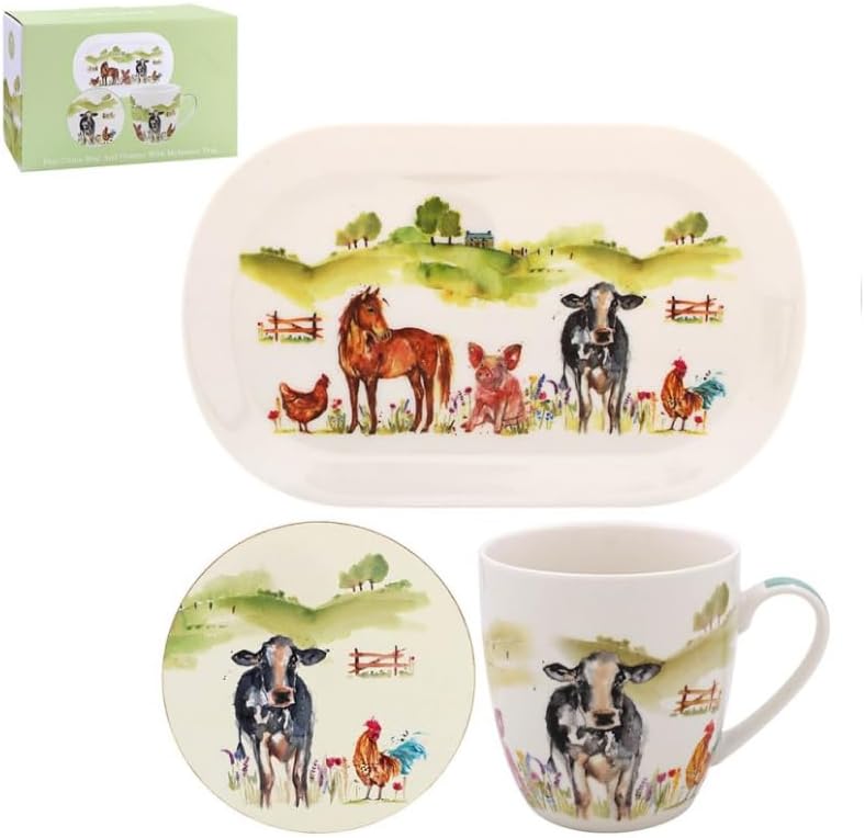 Lesser & Pavey Farmyard Mug, Coaster & Tray Set