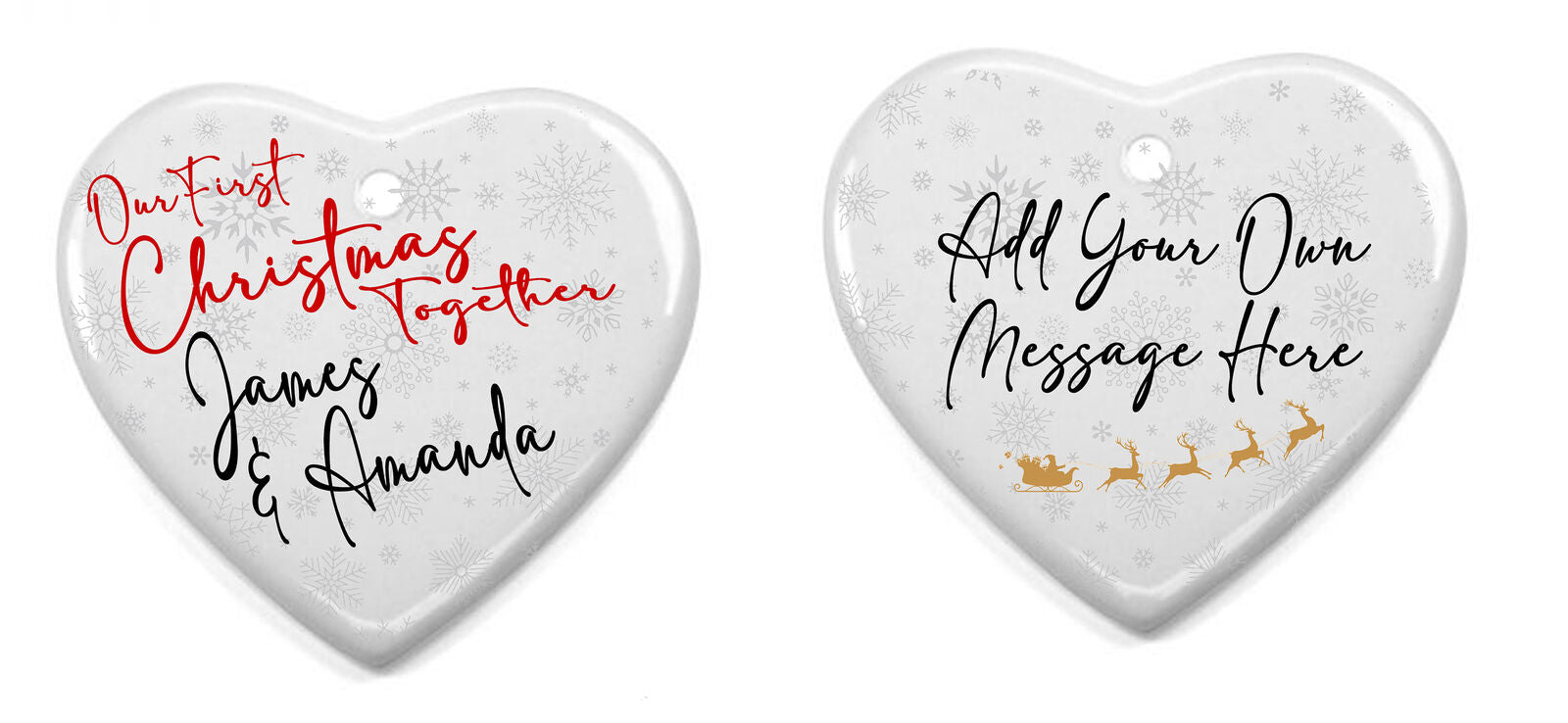 Our First Christmas ~ Personalised Ceramic Heart Ornament ~ Gift ~ Decoration