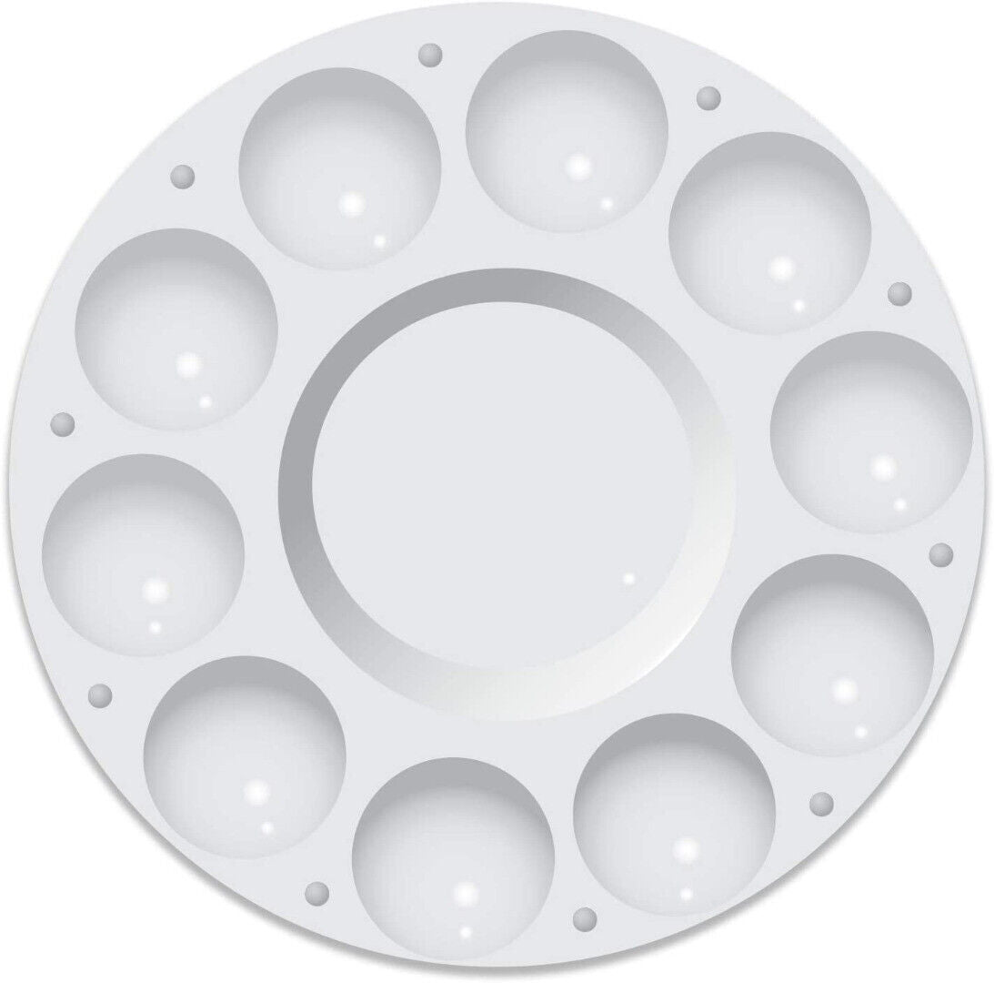 Artists 10 Well Round Paint Palette in White
