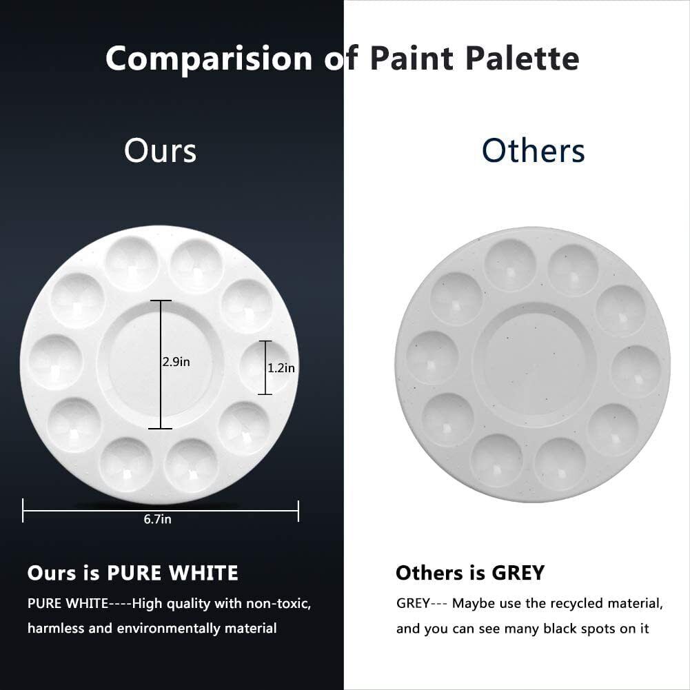 Artists 10 Well Round Paint Palette in White