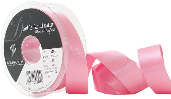 Double Faced Satin Ribbon - Various Widths & Colours - Priced per metre