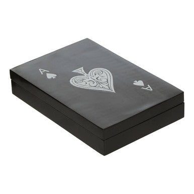Churchill Games Black And White Double Card Box With Playing Cards