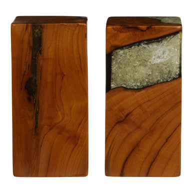 Sakra Set Of 2 Teak and Resin Bookends