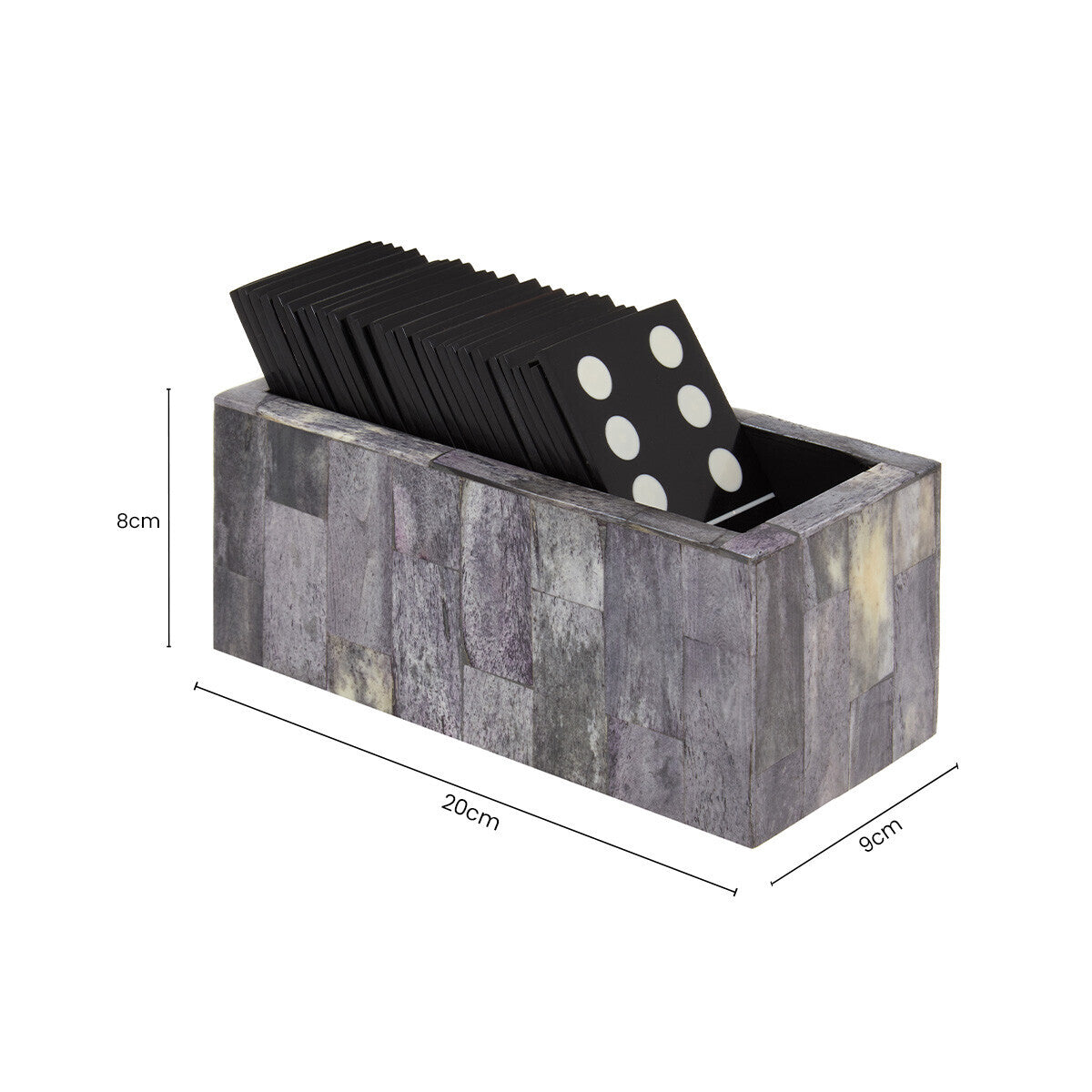 Churchill Games Grey Bone Domino Set with Black Dominoes