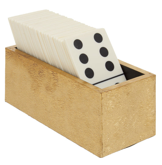 Churchill Games White and Gold Domino Set with White Dominoes