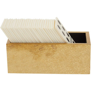 Churchill Games White and Gold Domino Set with White Dominoes