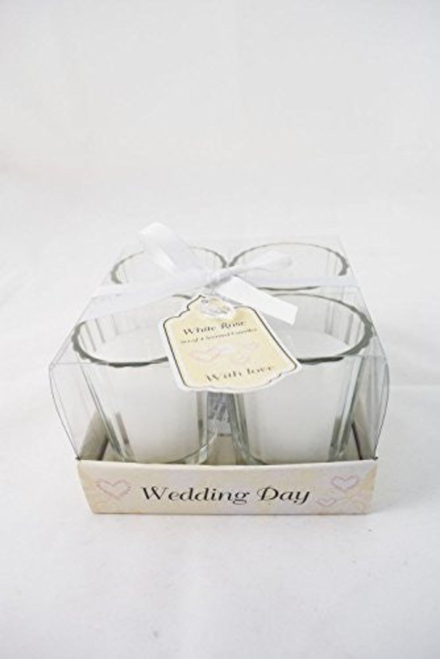 Vintage Wedding Day Scented Votive Candles Set of Four Rose In Box