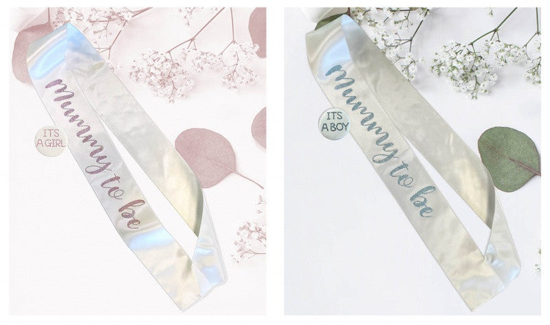 Diamante 'Mummy to Be' Sash & Badge Set ~ Pink or Blue