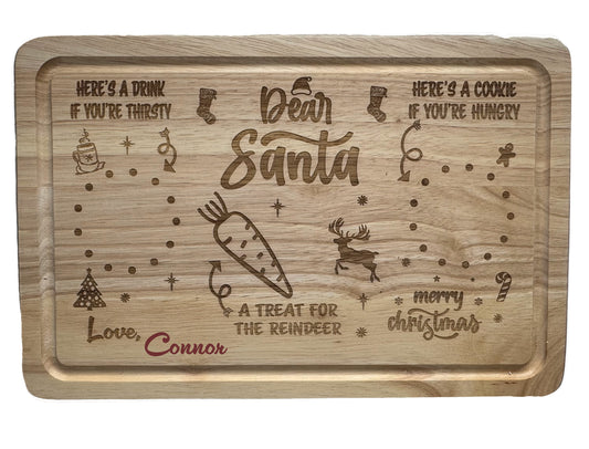 Personalised Rubberwood Santa Treats Christmas Eve Board