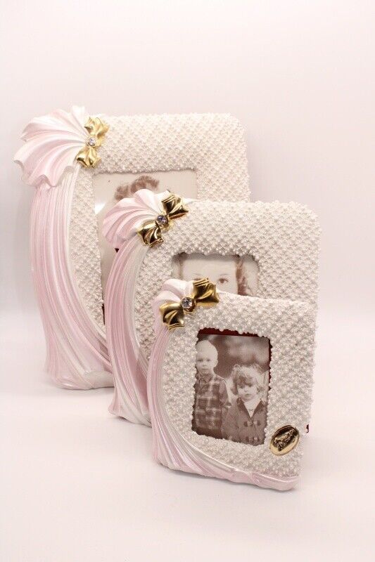 Pearl White Cast Resin Photo Frames