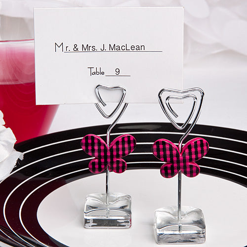 Gingham Butterfly Design Place Card / Photo Holders ~ Choice of Colours