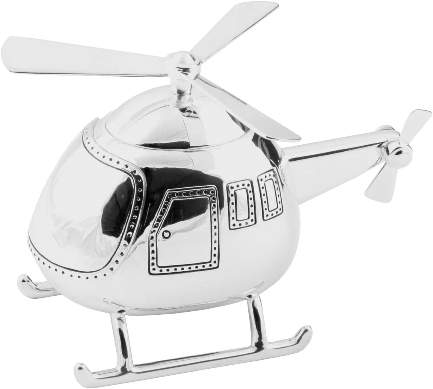 Bambino Silver Plated Money Box - Helicopter