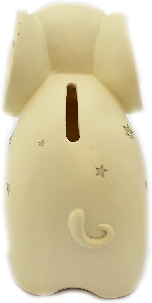 Bambino by Juliana Resin White Elephant & Stars Money Box