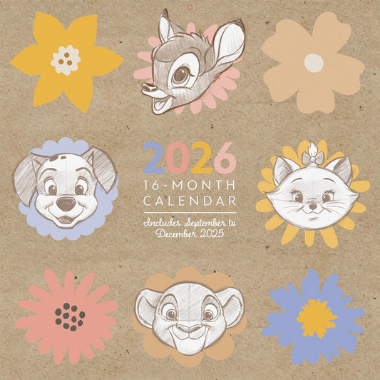DISNEY CLASSICS (Artist Series) 2026 Square Wall Calendar – Official 16-Month Calendar Featuring Artistic Disney Characters