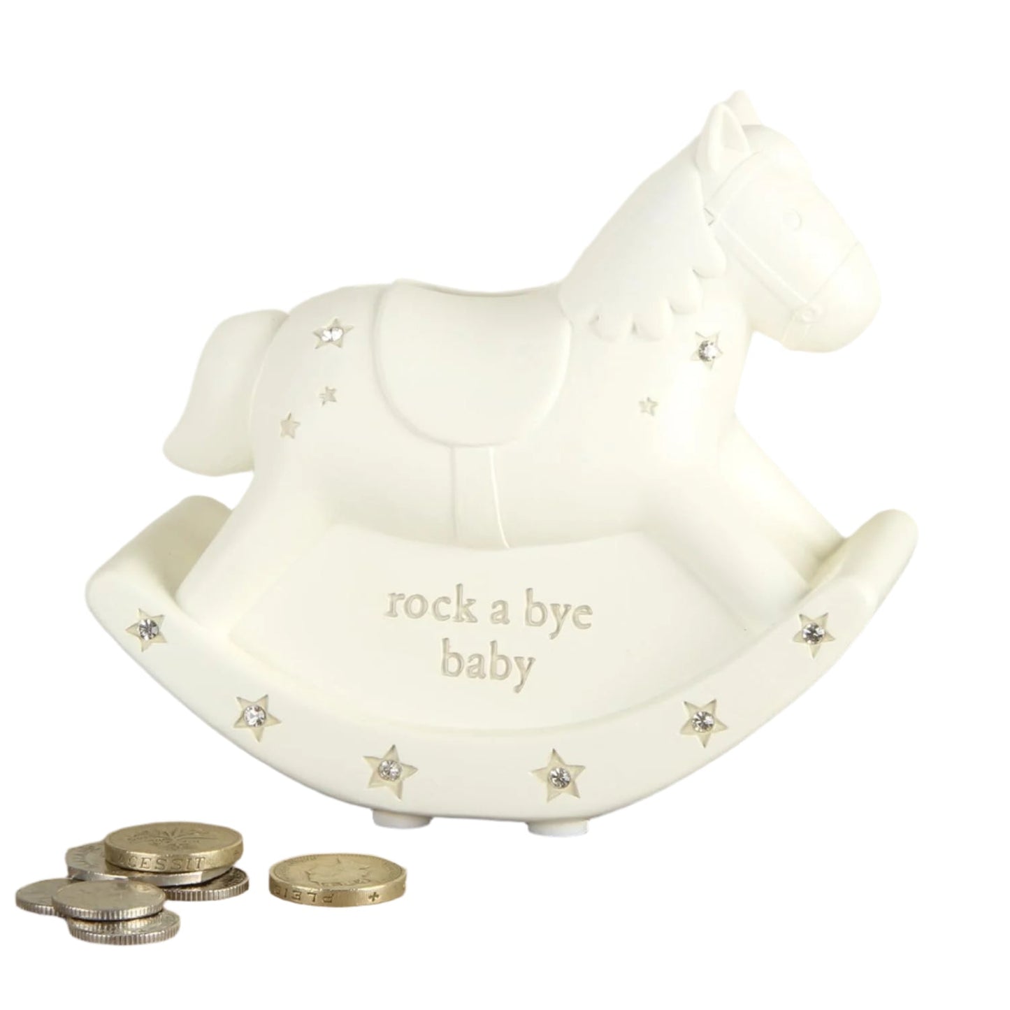 Bambino Rocking Horse Money Box with Diamante - New Baby Unisex